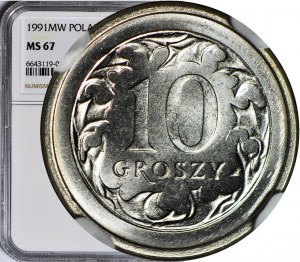 10 groszy 1991 MW, Varsovie, menthe