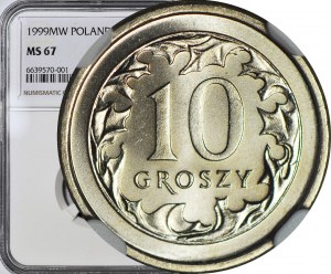 10 pennies 1999 MW, Warsaw, minted