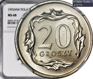 20 groszy 1992 MW, Varšava, mincovna