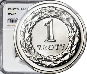 1 zloty 1993 MW, Warsaw, mint.