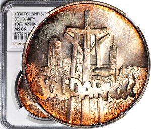 100.000 złotych 1990, Solidarność, gabinetowa piękna patyna