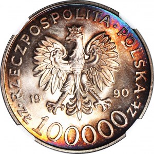 100.000 złotych 1990, Solidarność, gabinetowa piękna patyna