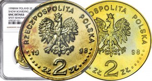 RR-, 2 złote 1998, Nagano, DESTRUKT, płynący stempel awersu