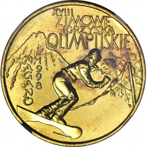 RR-, 2 złote 1998, Nagano, DESTRUKT, płynący stempel awersu