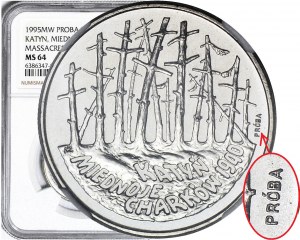 RRR-, 2 złote 1995, Katyń, PRÓBA MIEDZIONIKIEL, ekstremalnie rzadkie