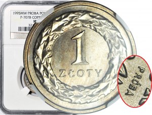 RRR-, 1 złoty 1995, PRÓBA MIEDZIONIKIEL, ekstremalnie rzadkie