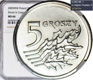 RR-, 5 pennies 2005, MIEDZIONIKIEL SAMPLE, very rare