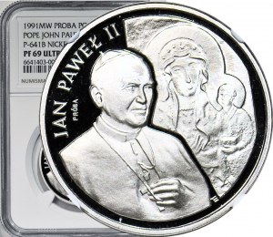 200.000 zlatých 1991, Jan Pavel II, Panna Maria Čenstochovská v pozadí, NIKIEL PROSPECTIVE