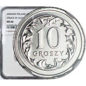 RR-, 10 groszy 2005, PRÓBA ALUMINIUM, b. rzadkie