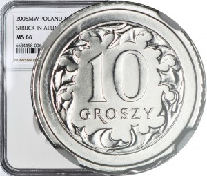 RR-, 10 groszy 2005, ALUMINIUM PROSPECTED, très rare