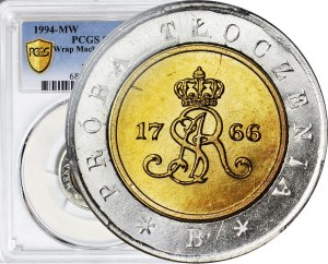 5 złotych 1994, Warszawa, PRÓBA TŁOCZENIA, data 1994 pod monogramem MW, mennicze