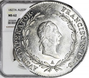 Austria, Francis II, 20 krajcars 1827 A, Vienna, minted