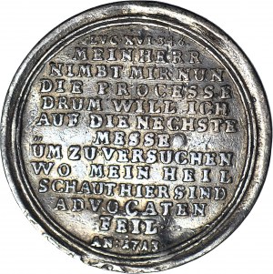 Nemecko, Sachsen-Gotha, Frederick II, Satirická medaila na právnikov 1713, STRIEBRO, autor: Wermuth