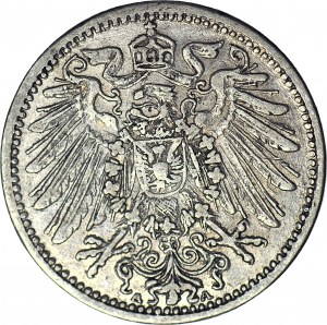 Německo, 1 značka 1907 A, dobový padělek, stříbro, tepané - ručně ryté známky