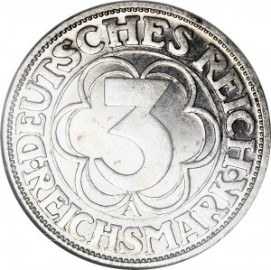 Německo, Výmar, 3 značky 1927A, Nordhausen, LUSTRZANKA
