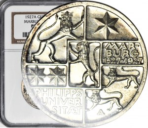 Nemecko, Weimar, 3 marky 1927A, 400 rokov Marburskej univerzity, LUSTRANGE