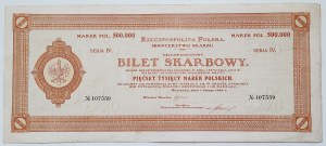 RR-, Revenue Ticket, Series IV - 500.000 mkp 1923, velmi vzácný nominál