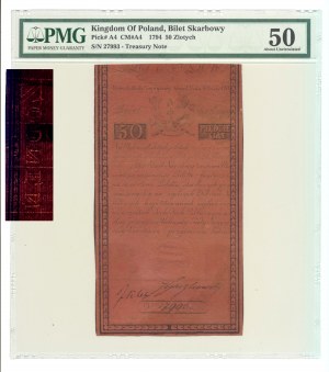 Kościuszko-Aufstand, 50 polnische Zloty 1794, Serie A, Marke J HONIG [& ZOONEN].