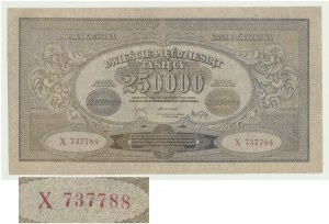 RR-, 250.000 Mark 1922, Serie X, sehr seltene Sorte