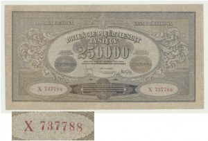 RR-, 250.000 marks 1922, série X, variété très rare