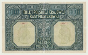 500 Mark 1919, Direktorium, erste polnische Banknote nach dem Ersten Weltkrieg, selten