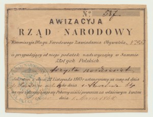 RR-, Powstanie Styczniowe 1864, Rząd Narodowy, Awizacyja 350 złotych (wysoka kwota)