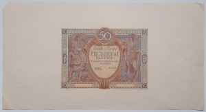 RRR-, TLAČ Tlač averzu 50 zlotých 1925 odlišnej farby