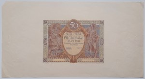 RRR-, DRUK PRÓBNY awersu 50 złotych 1925 odmienny kolorystycznie