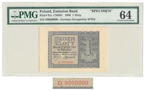 1 zloty 1940, MODELLO, ser. C 0000000, MOLTO RARO