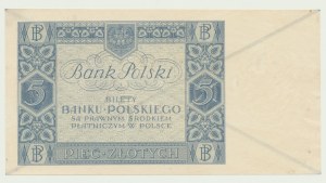 Beruf, 5 Zloty 1930, Belegexemplar, Löschungsaufdruck, Seltenheit