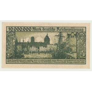 Gdańsk, 10 milionów marek 1923, bez serii, druk nieobrócony, bardzo niski nr. A000712