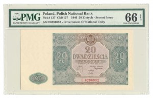 20 złotych 1946, ser. E, duża litera