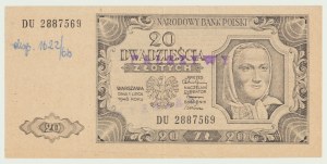 20 złotych 1948 seria DU wyłapane FAŁSZERSTWO, bardzo rzadkie w roczniku