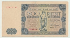 500 zlotých 1947, SÉRIA Z2, vzácne