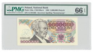 2.000.000 (2 mln) złotych 1992, Paderewski, seria A, błąd KONSTYTUCYJY