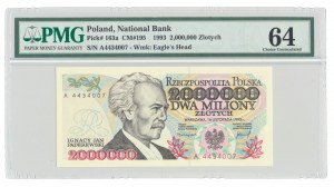 2.000.000 (2 Millionen) Zloty 1993, Paderewski, Serie A, korrekt VERFASSUNG