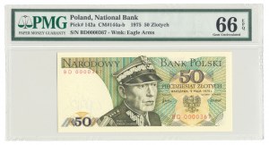 50 Zloty 1975, K. Świerczewski, Serie BD0000367, vier Nullen am Anfang