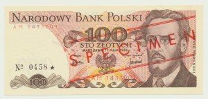 100 złotych 1976, Waryński, AM 0000000 SPECIMEN (No 0458*) zmienione z WZÓR