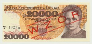 20 000 zl 1989, Skłodowska, A 0000000 MODEL (č. 1821*)