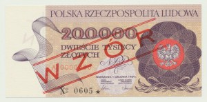 200.000 złotych 1989, A 0000000 WZÓR (No 0605*)