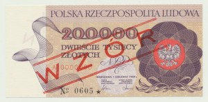 200,000 zl 1989, A 0000000 MODEL (No 0605*)
