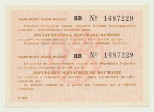 Tranzitní poukázky NBP 150 zlotých 1986 za lei, Rumunsko, malá písmena ser. RB