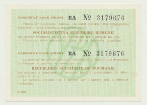 Tranzitné poukážky NBP 450 PLN 1987 za lei, Rumunsko, malé písmená ser. RA