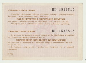 NBP bons de transit 2400 zloty 1989 pour lei, Roumanie