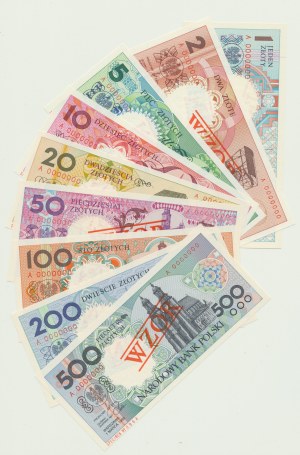 1 - 500 złotych 1990 r., 9 szt. Miasta Polskie, WZORY A0000000
