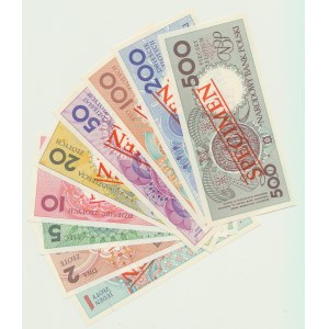 1 - 500 złotych 1990 r., 9 szt. Miasta Polskie, WZORY A0000000
