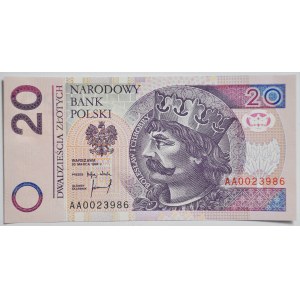 20 gold 1994, TDLR London print, AA 0023986, two zeros at the beginning