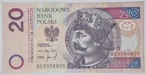 20 złotych 1994, seria GS, rzadka w UNC