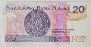 20 złotych 2016, ser. BM 0000443, niski numer, cztery zera na początku