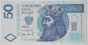 50 złotych 1994, seria FY, rzadka w UNC